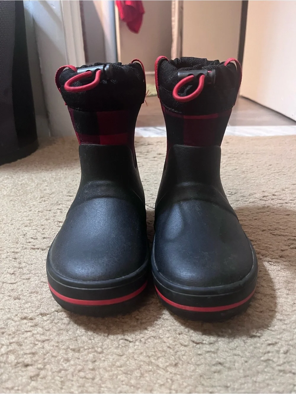 Kids Black and Red Waterproof Rain Boots - Cat and Jack
